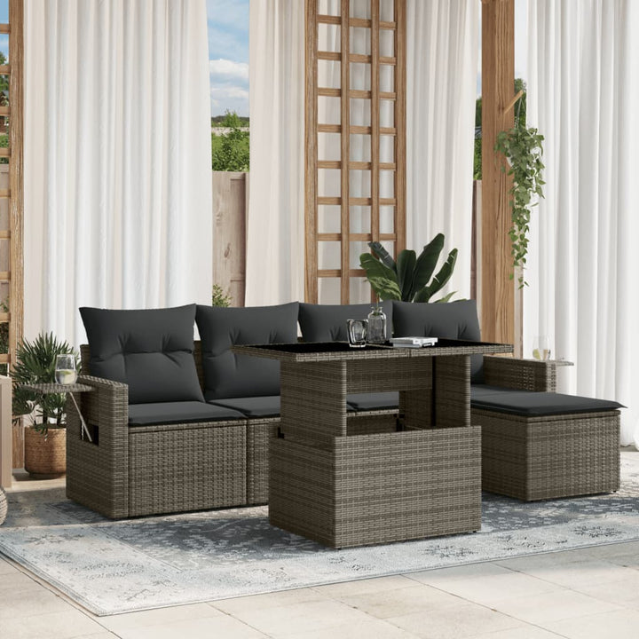Loungegrupp Med Dynor 6 Delar Konstrotting