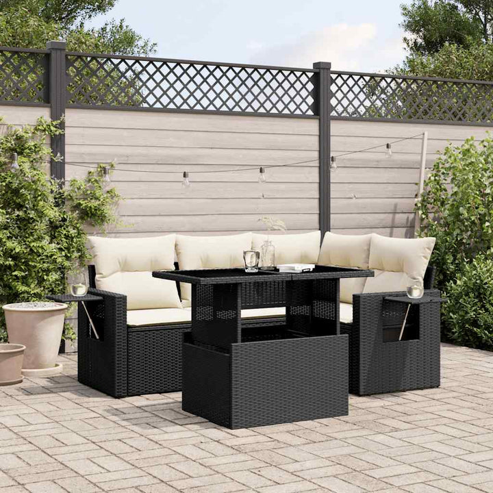 Loungegrupp För Trädgården Med Dynor 5 Delar Brun Konstrotting