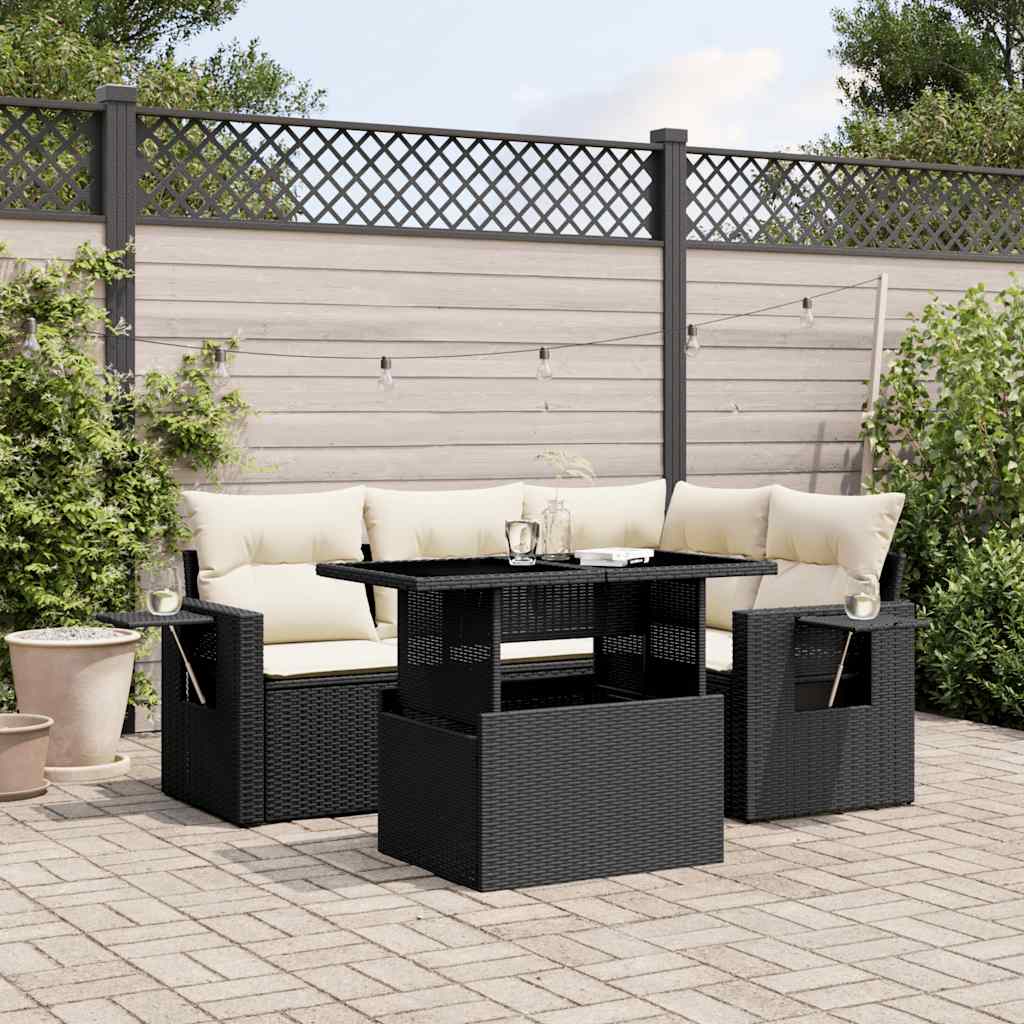 Loungegrupp För Trädgården Med Dynor 5 Delar Konstrotting