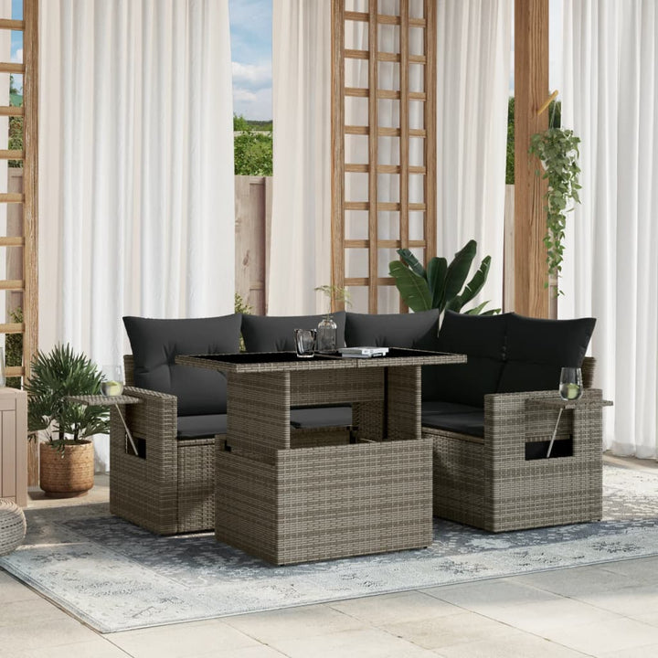 Loungegrupp För Trädgården Med Dynor 5 Delar Brun Konstrotting