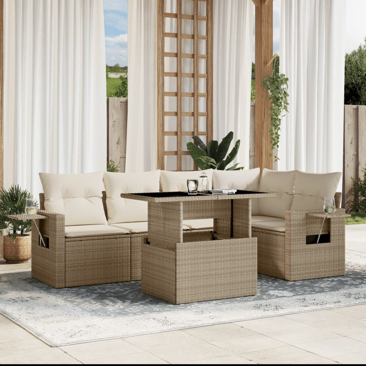 Loungegrupp Med Dynor 6 Delar Konstrotting