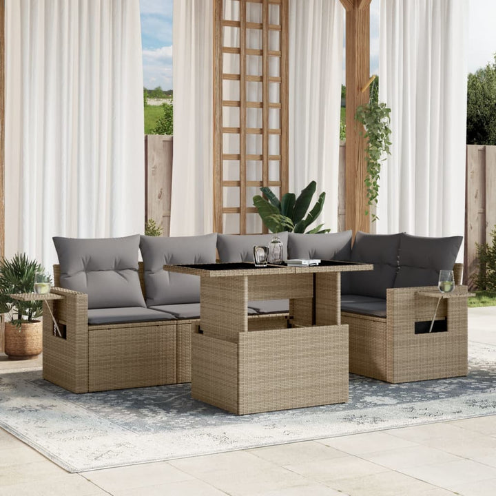 Loungegrupp Med Dynor 6 Delar Konstrotting