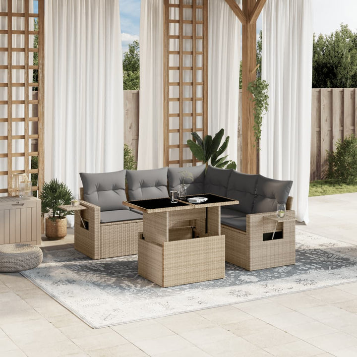 Loungegrupp Med Dynor 6 Delar Svart Konstrotting