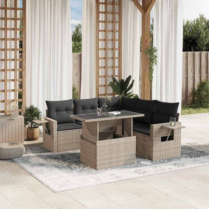 Loungegrupp Med Dynor 6 Delar Svart Konstrotting