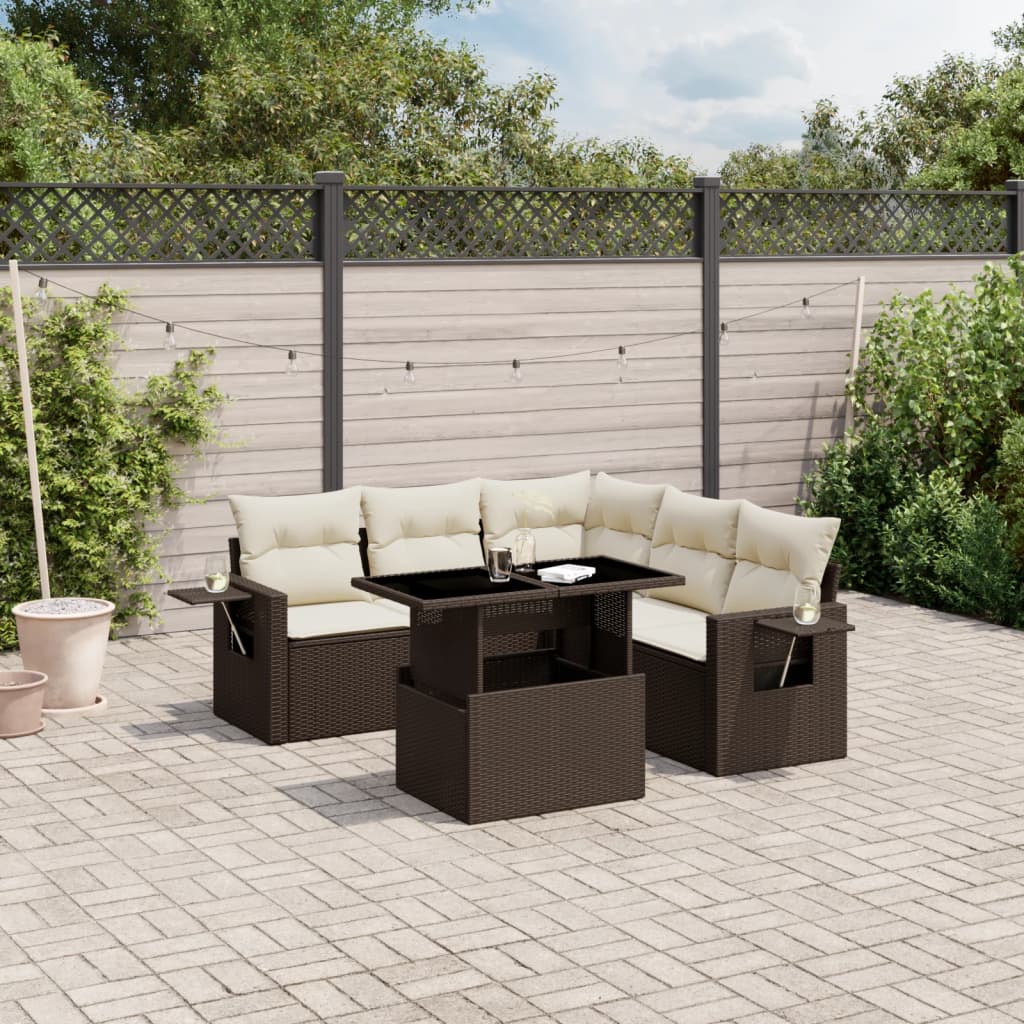 Loungegrupp Med Dynor 6 Delar Svart Konstrotting