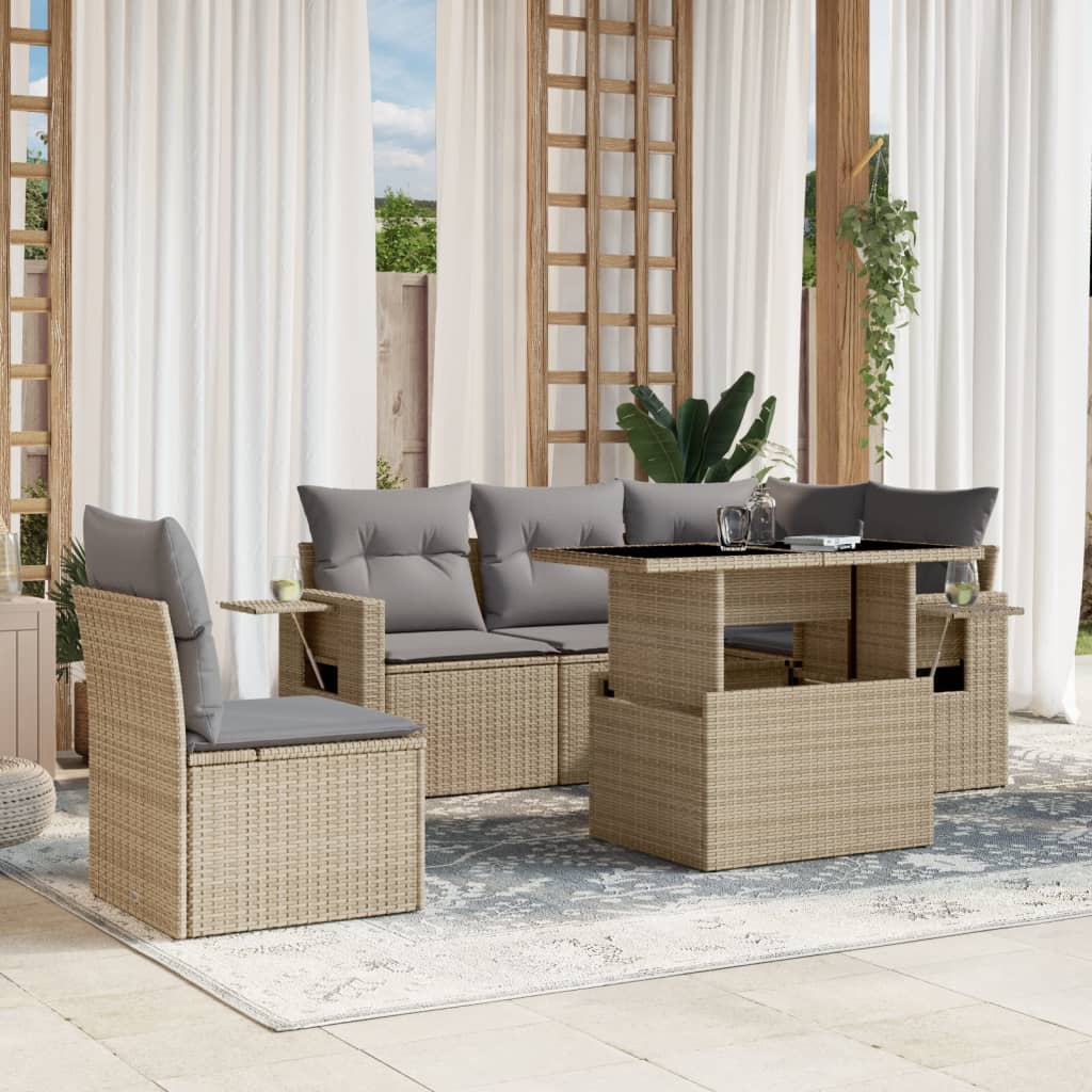 Loungegrupp Med Dynor 6 Delar Konstrotting