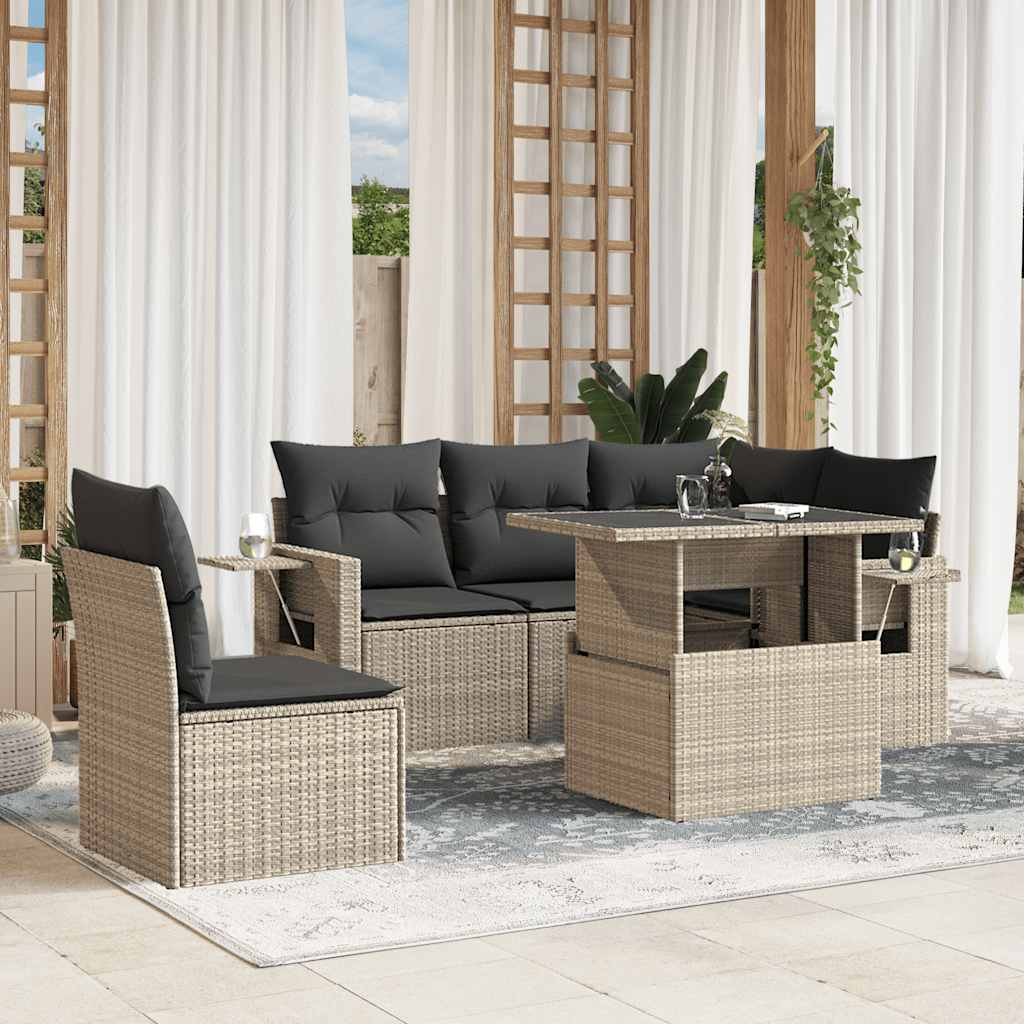 Loungegrupp Med Dynor 6 Delar Konstrotting