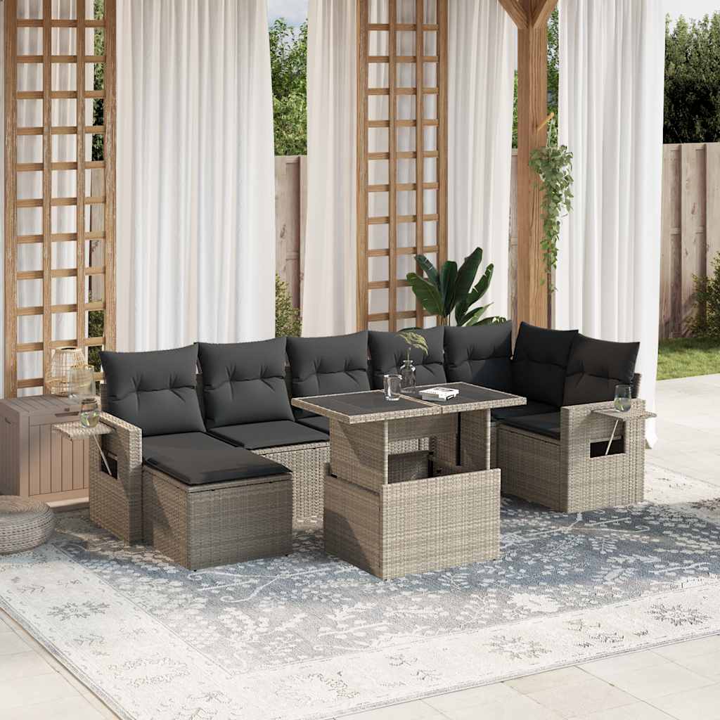 Loungegrupp För Trädgården Med Dynor 8 Delar Konstrotting