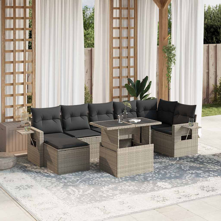 Loungegrupp För Trädgården Med Dynor 8 Delar Konstrotting