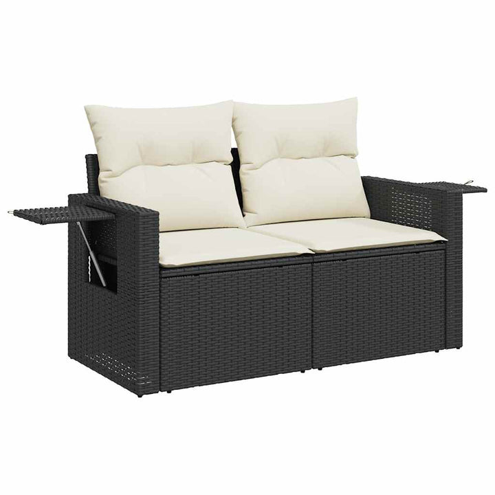 Loungegrupp För Trädgården Med Dynor 8 Delar Svart Konstrotting