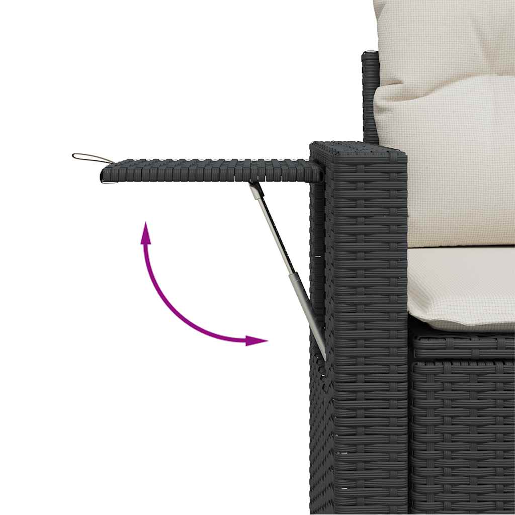 Loungegrupp För Trädgården M. Dynor 11 Delar Konstrotting Svart