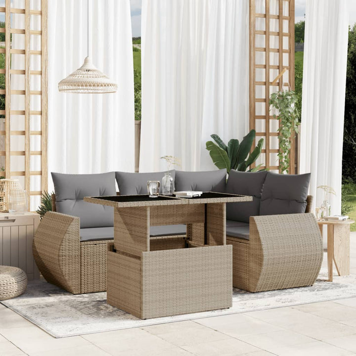 Loungegrupp För Trädgården Med Dynor 5 Delar Svart Konstrotting