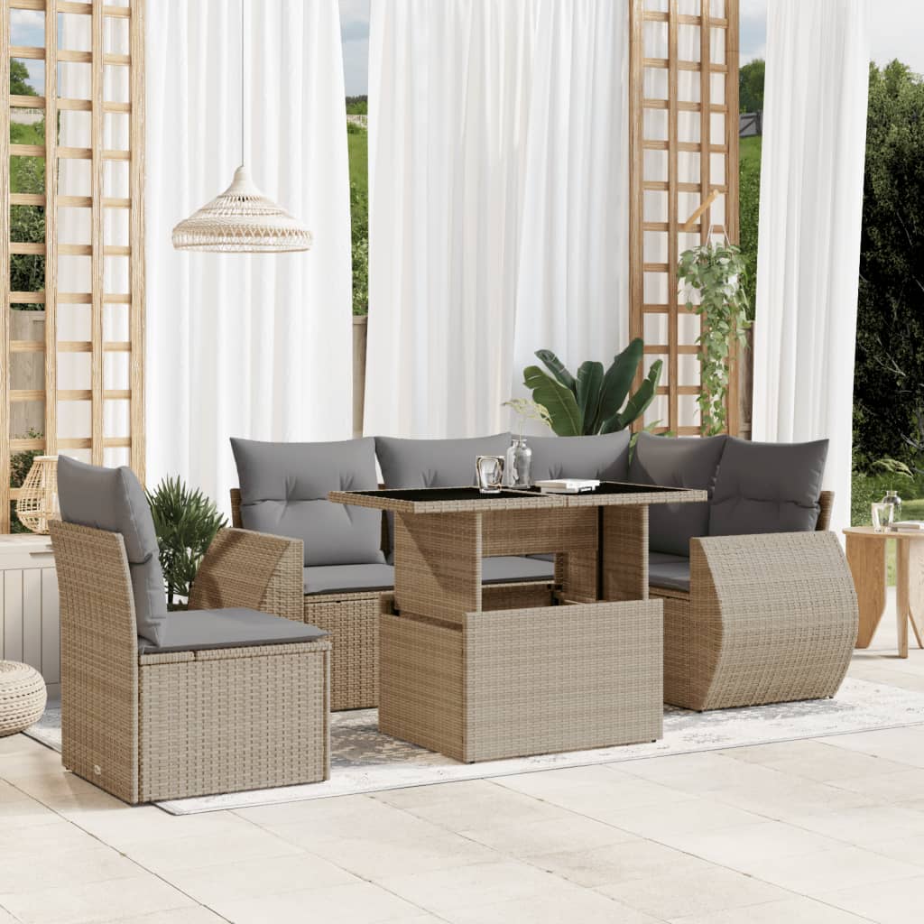 Loungegrupp Med Dynor 6 Delar Konstrotting