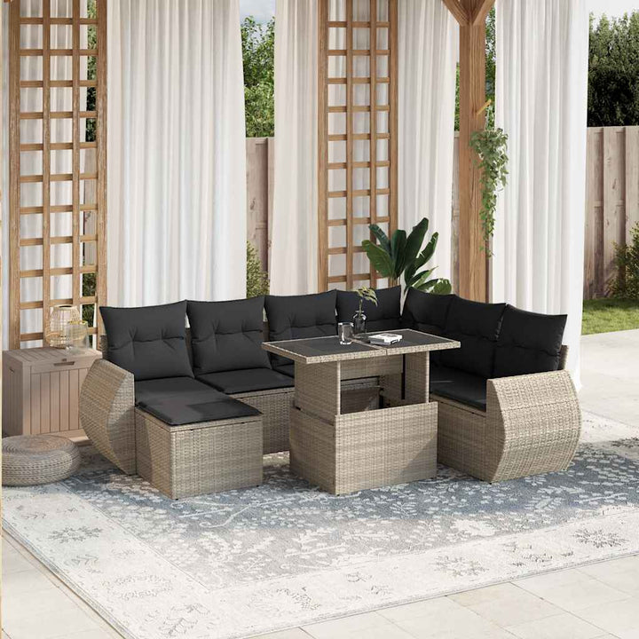 Loungegrupp För Trädgården Med Dynor 8 Delar Svart Konstrotting