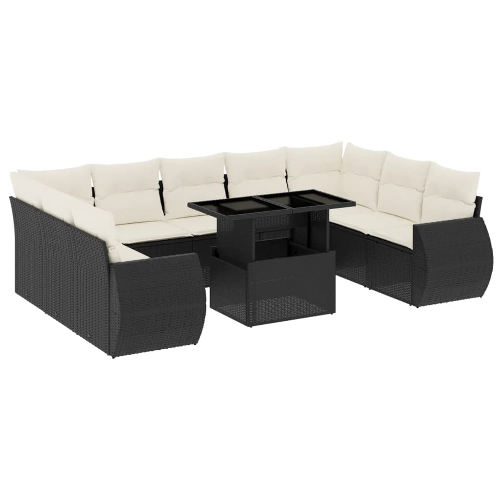 Loungegrupp 10 Delar Med Svarta Dynor Konstrotting