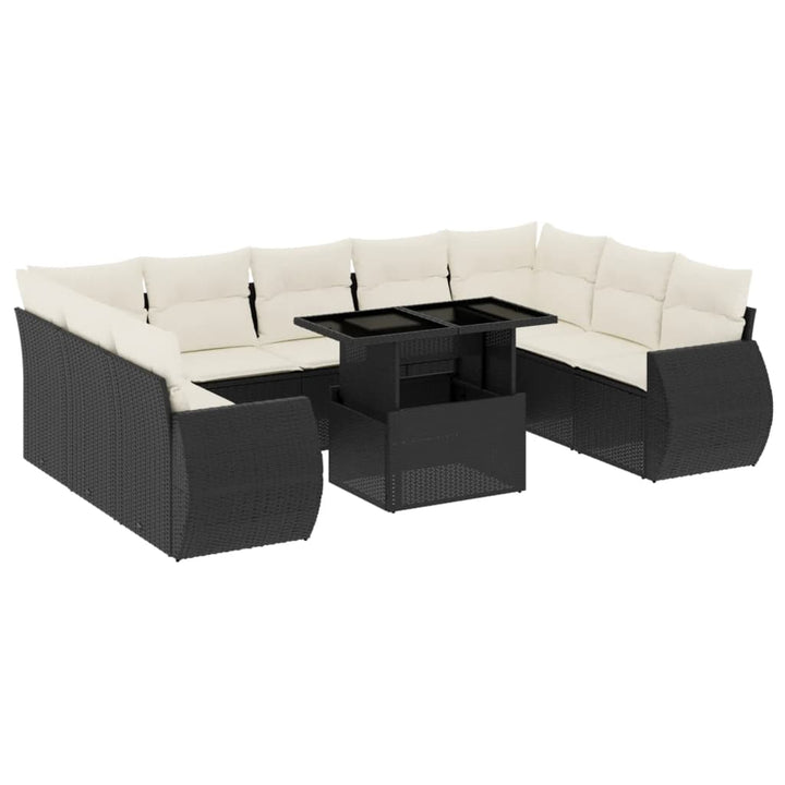 Loungegrupp 10 Delar Med Svarta Dynor Konstrotting