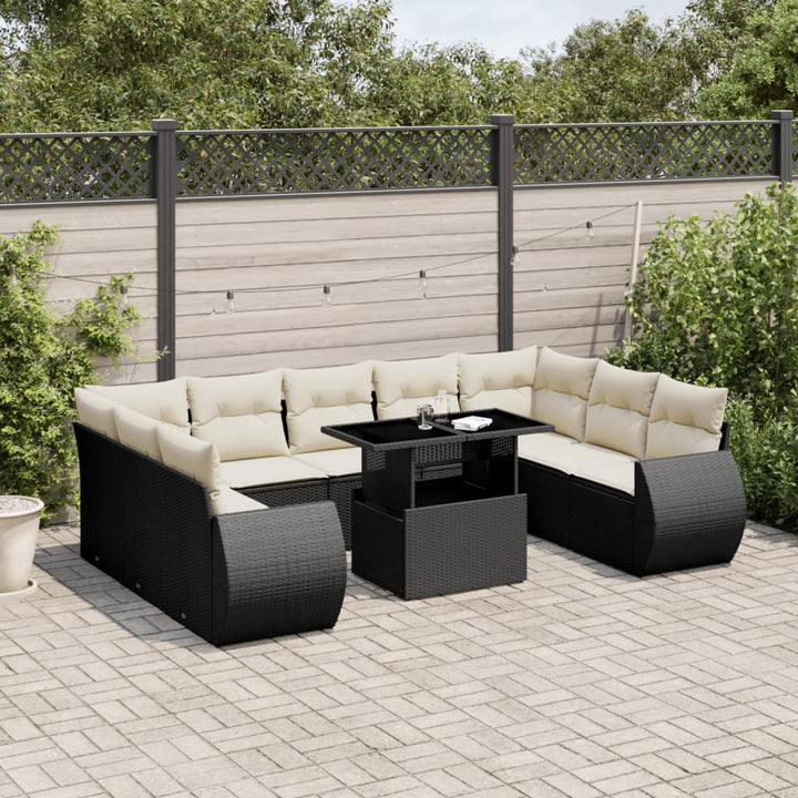 Loungegrupp 10 Delar Med Svarta Dynor Konstrotting