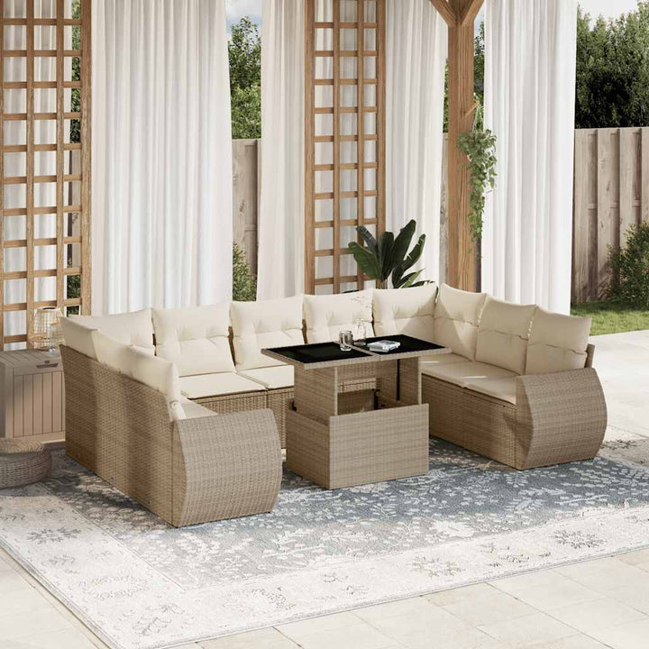 Loungegrupp 10 Delar Med Svarta Dynor Konstrotting