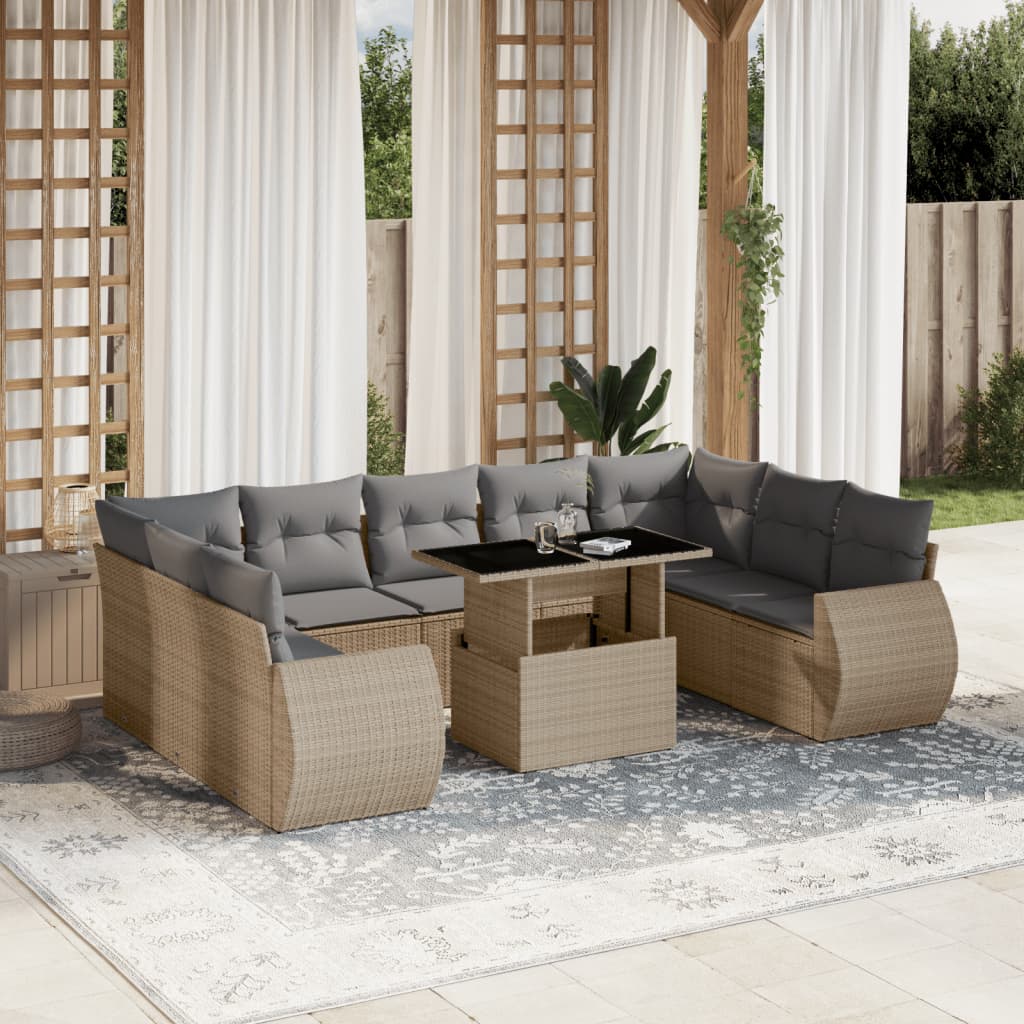 Loungegrupp 10 Delar Med Svarta Dynor Konstrotting