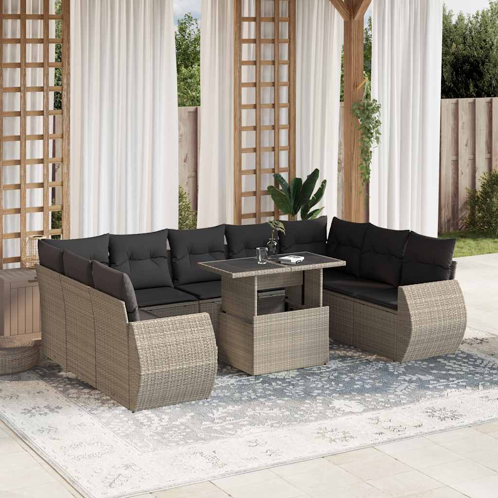 Loungegrupp 10 Delar Med Svarta Dynor Konstrotting