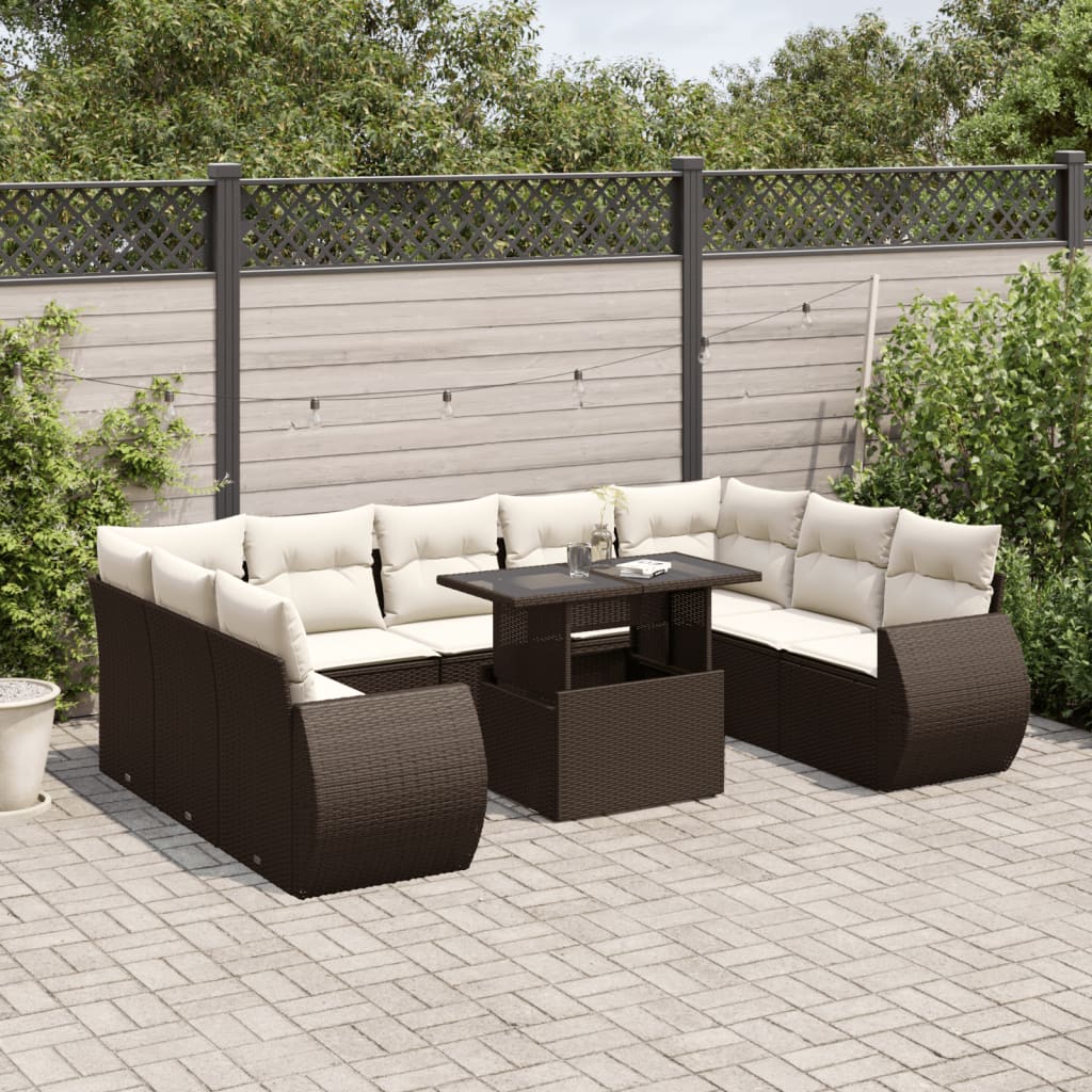 Loungegrupp 10 Delar Med Svarta Dynor Konstrotting