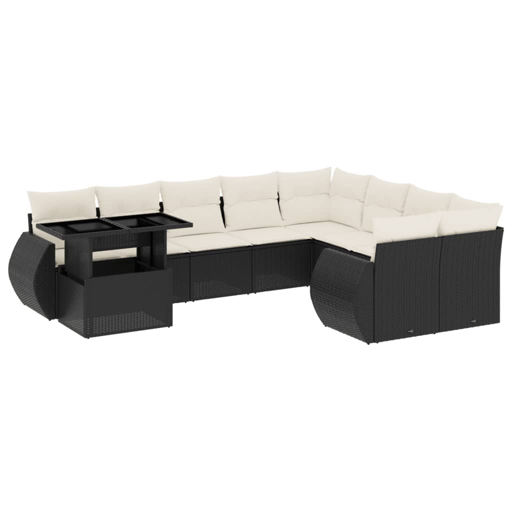 Loungegrupp 10 Delar Med Svarta Dynor Konstrotting