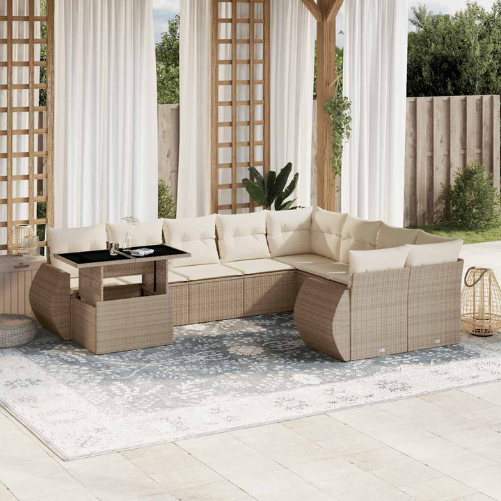 Loungegrupp 10 Delar Med Svarta Dynor Konstrotting