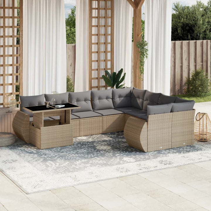 Loungegrupp 10 Delar Med Svarta Dynor Konstrotting