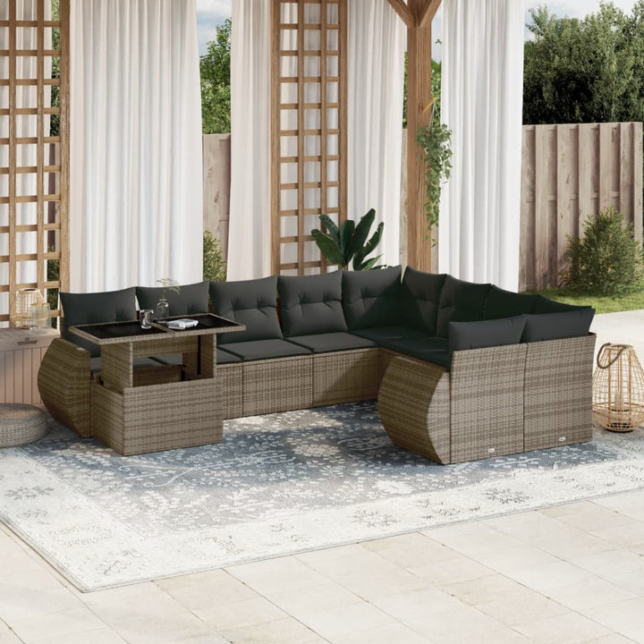 Loungegrupp 10 Delar Med Svarta Dynor Konstrotting