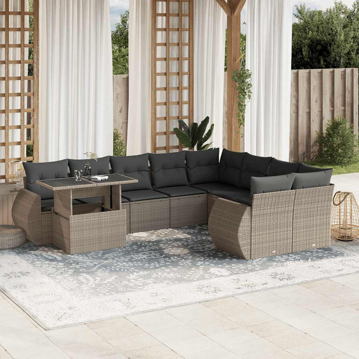 Loungegrupp 10 Delar Med Svarta Dynor Konstrotting