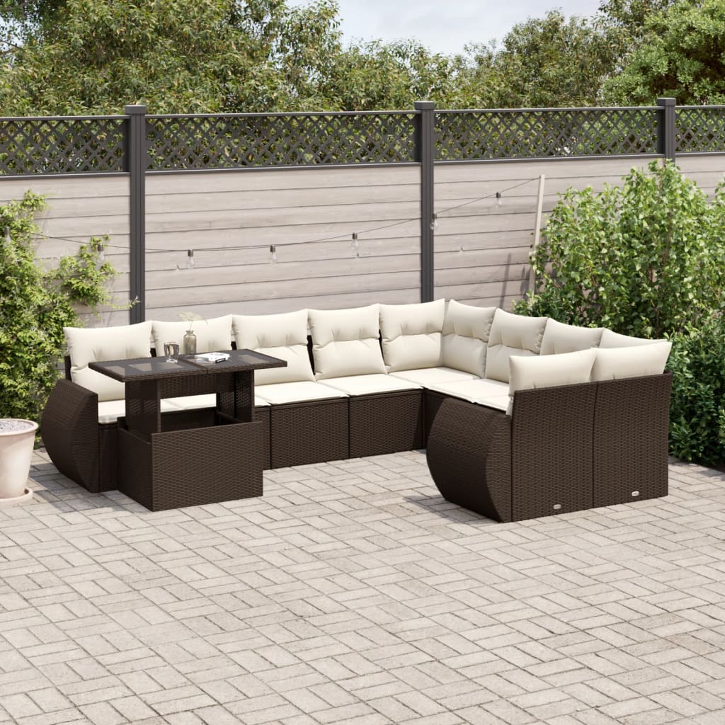 Loungegrupp 10 Delar Med Svarta Dynor Konstrotting
