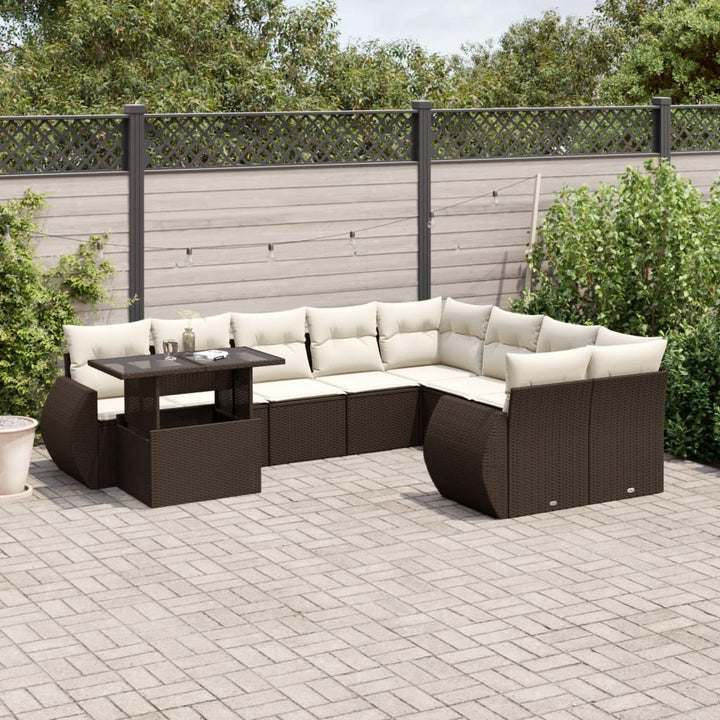 Loungegrupp 10 Delar Med Svarta Dynor Konstrotting