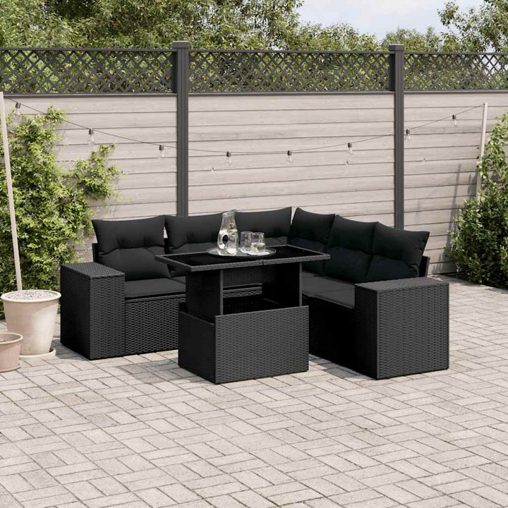 Loungegrupp Med Dynor 6 Delar Svart Konstrotting