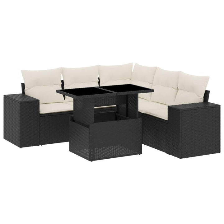 Loungegrupp Med Dynor 6 Delar Svart Konstrotting