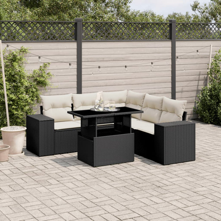 Loungegrupp Med Dynor 6 Delar Svart Konstrotting