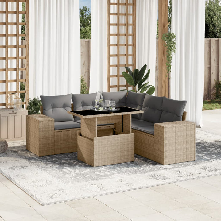 Loungegrupp Med Dynor 6 Delar Svart Konstrotting