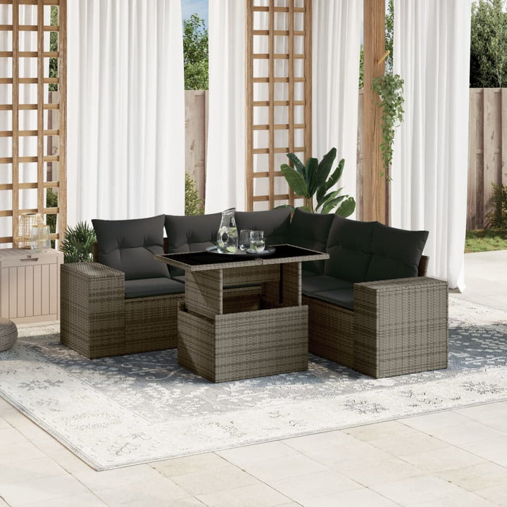 Loungegrupp Med Dynor 6 Delar Svart Konstrotting