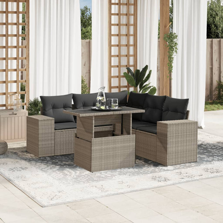 Loungegrupp Med Dynor 6 Delar Svart Konstrotting