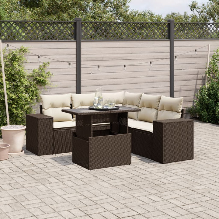 Loungegrupp Med Dynor 6 Delar Svart Konstrotting