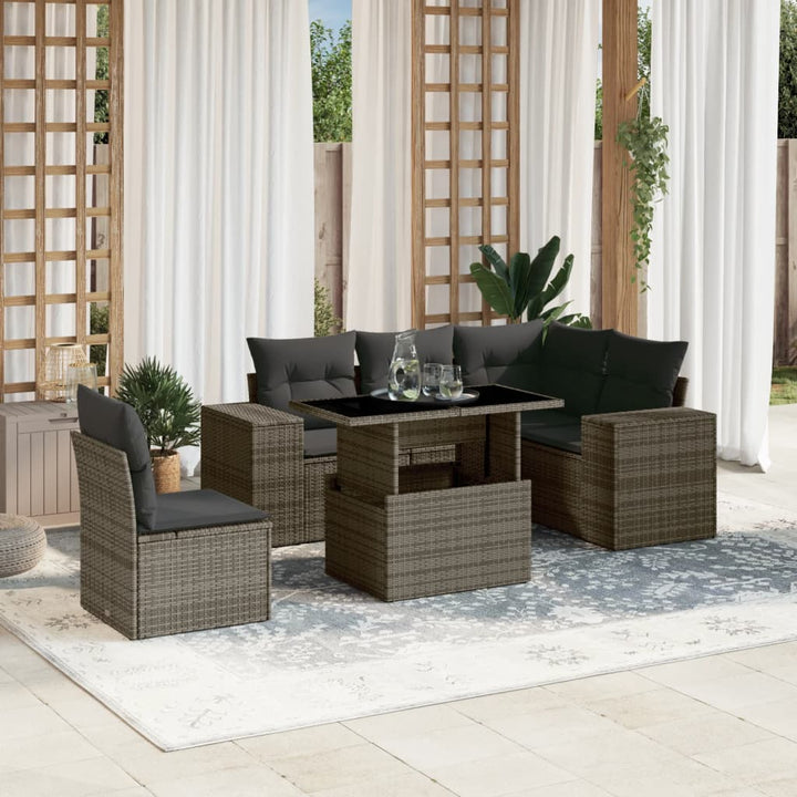Loungegrupp Med Dynor 6 Delar Konstrotting