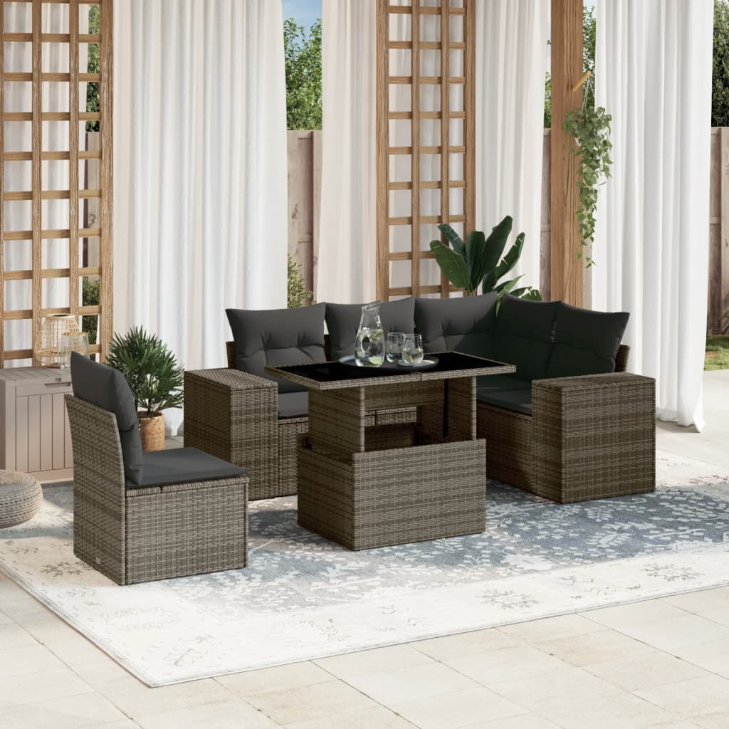 Loungegrupp Med Dynor 6 Delar Konstrotting