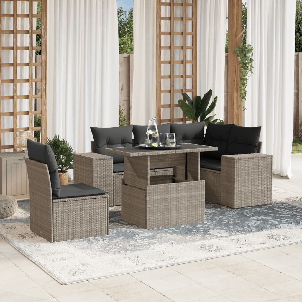 Loungegrupp Med Dynor 6 Delar Konstrotting