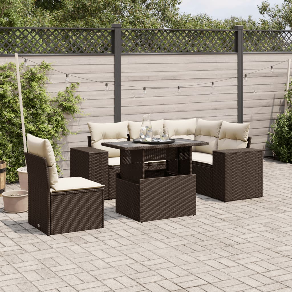 Loungegrupp Med Dynor 6 Delar Konstrotting