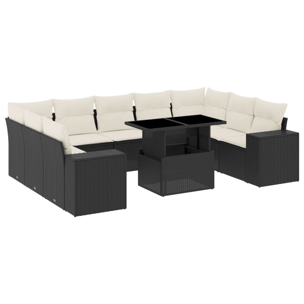 Loungegrupp 10 Delar Med Svarta Dynor Konstrotting