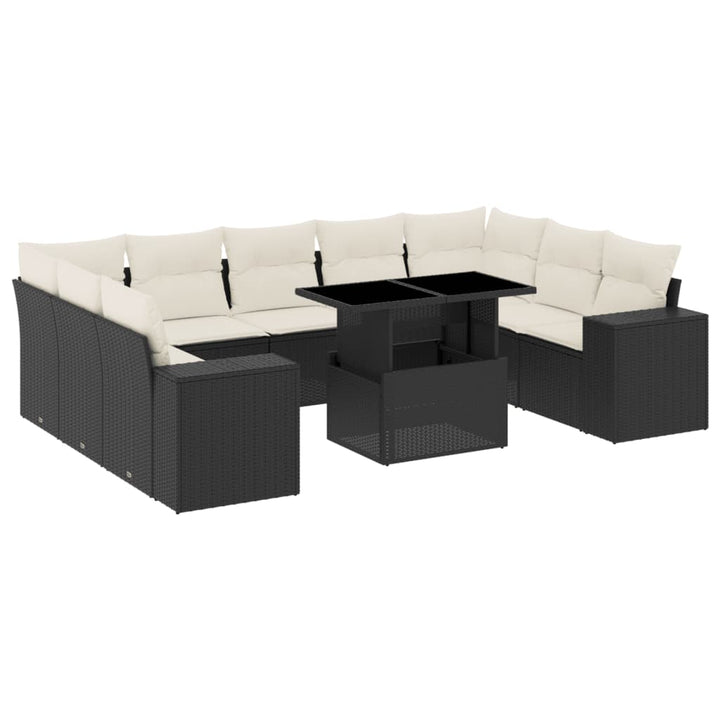 Loungegrupp 10 Delar Med Svarta Dynor Konstrotting