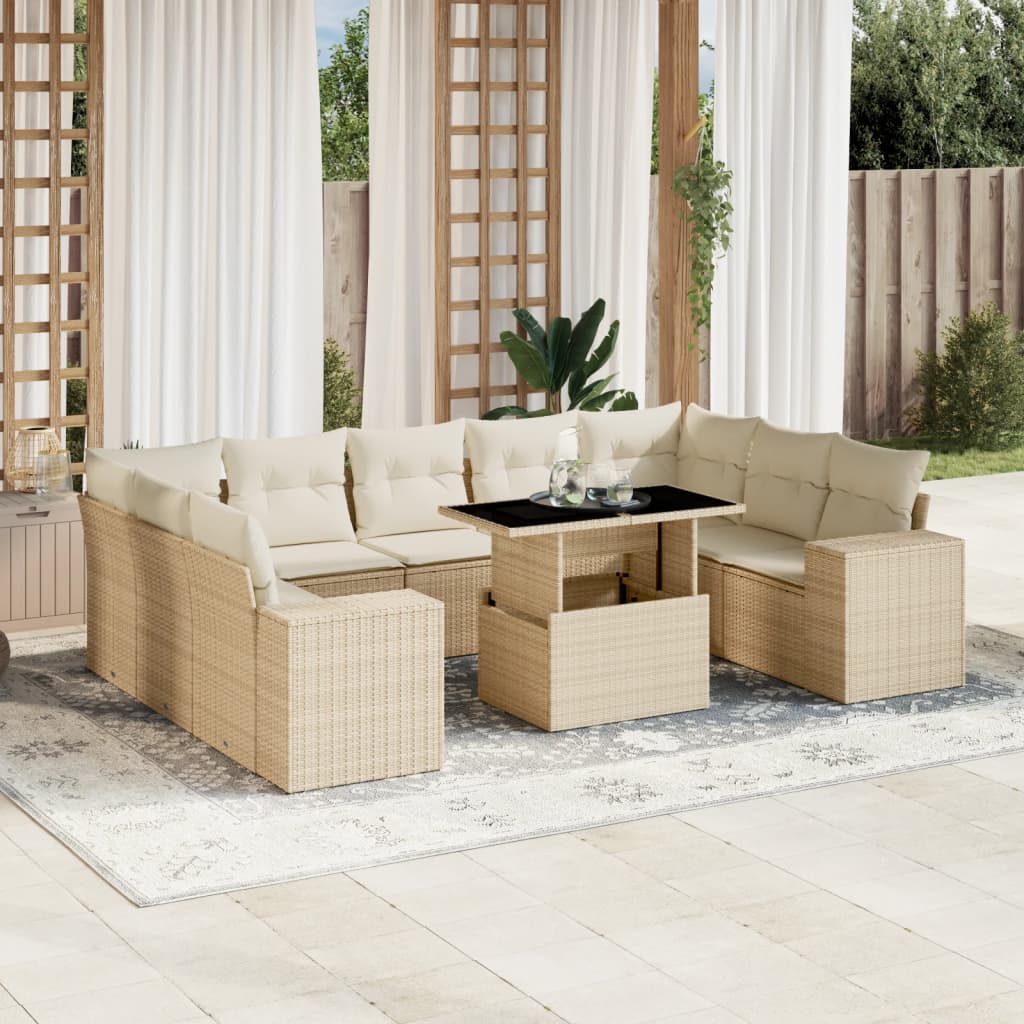Loungegrupp 10 Delar Med Svarta Dynor Konstrotting