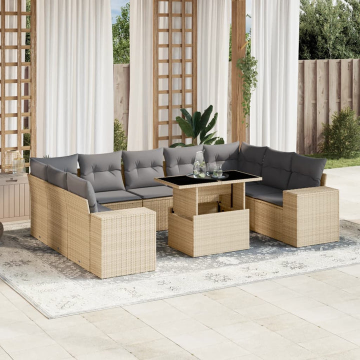 Loungegrupp 10 Delar Med Svarta Dynor Konstrotting