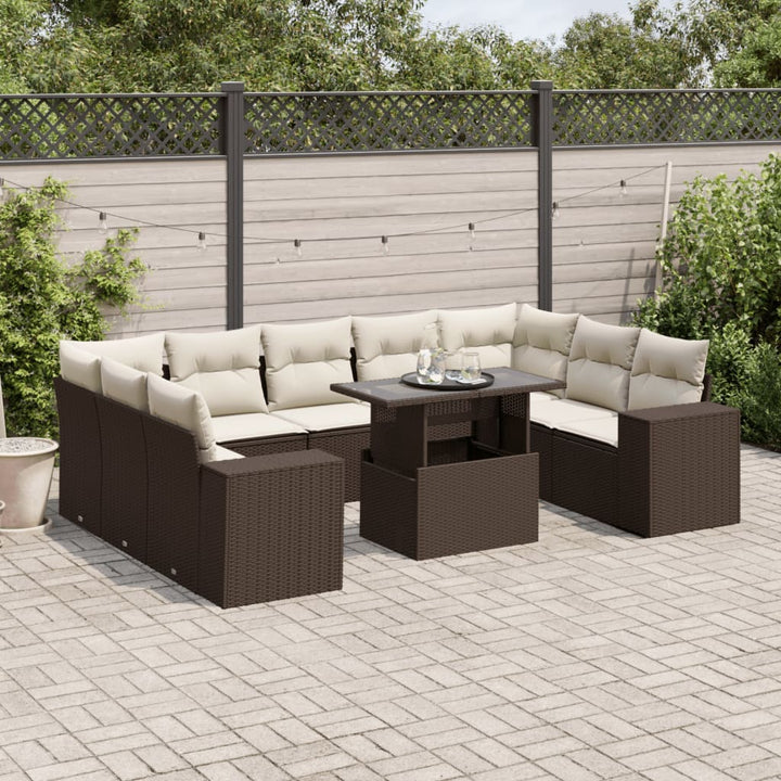 Loungegrupp 10 Delar Med Svarta Dynor Konstrotting