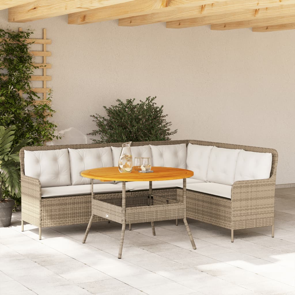 Soffgrupp För Trädgården Med Dynor 2 Delar Beige Konstrotting