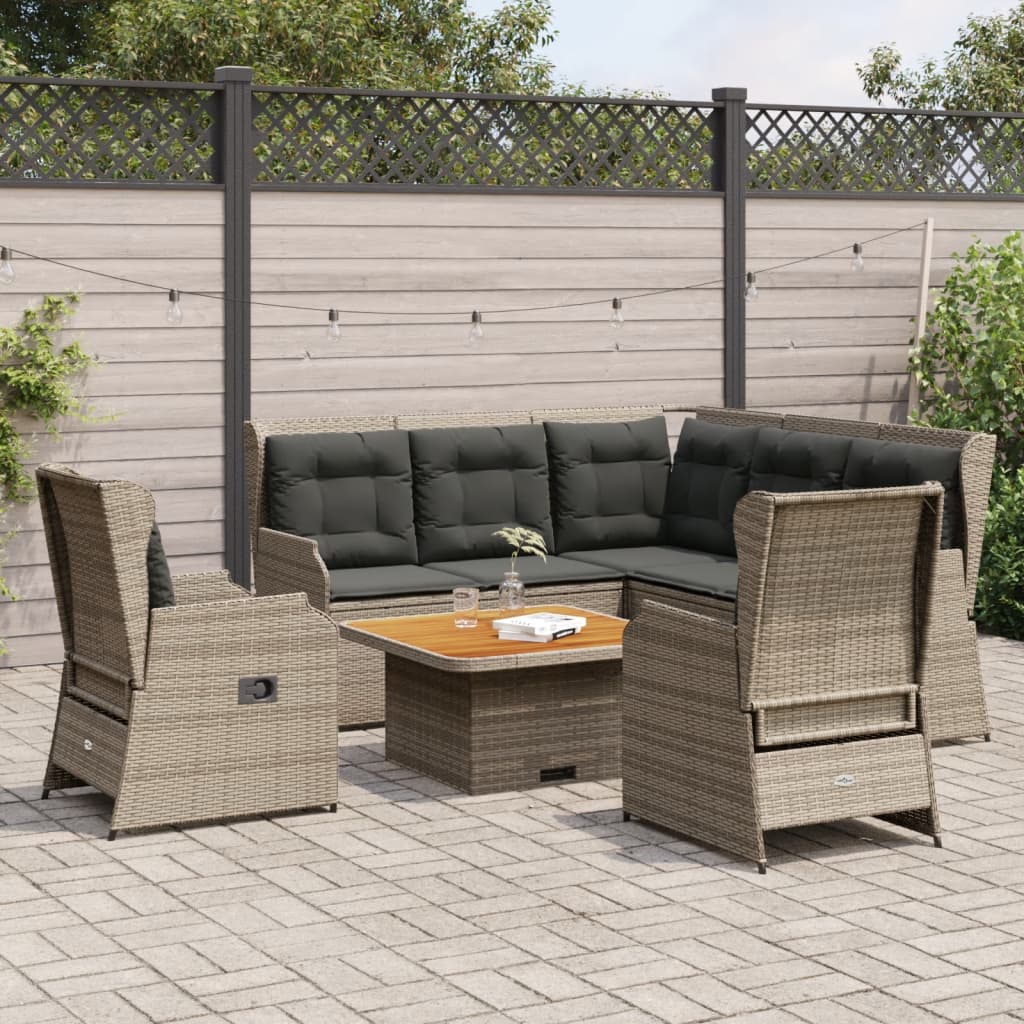 Loungegrupp Med Dynor 5 Delar Brun Konstrotting